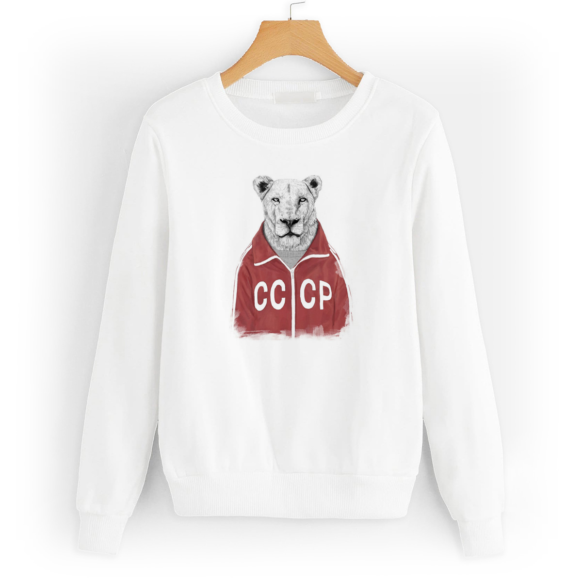 

Свитшот белый CoolPodarok Львица в олимпийке СССР, 8W015865