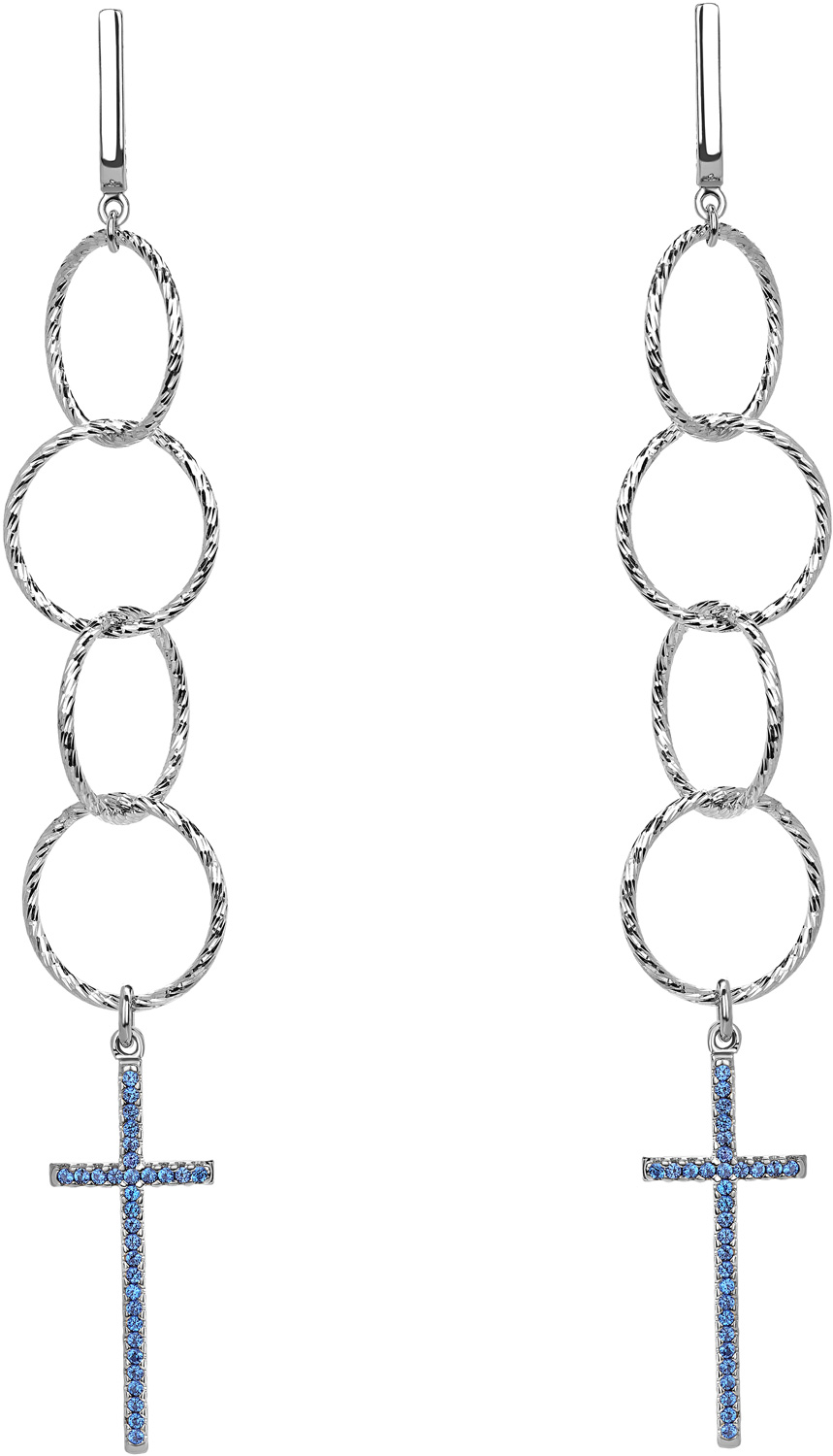 Серьги из серебра с фианитом Yana Jewellery 117/02W-blue-fianit