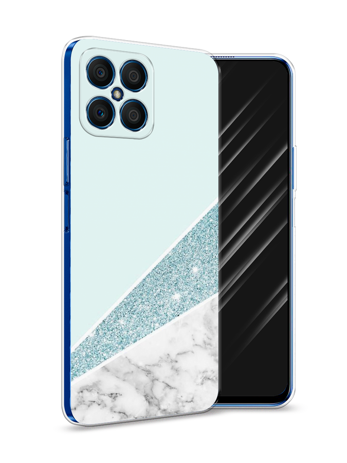 

Чехол Awog на Honor X8 "Мрамор с голубыми блестками", Голубой;белый, 6107650-3