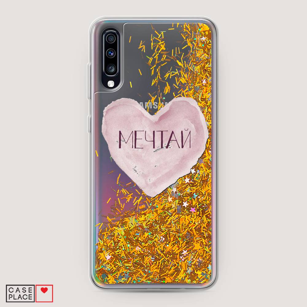 

Жидкий чехол с блестками "Мечтай сердце" на Samsung Galaxy A70, 28190-1