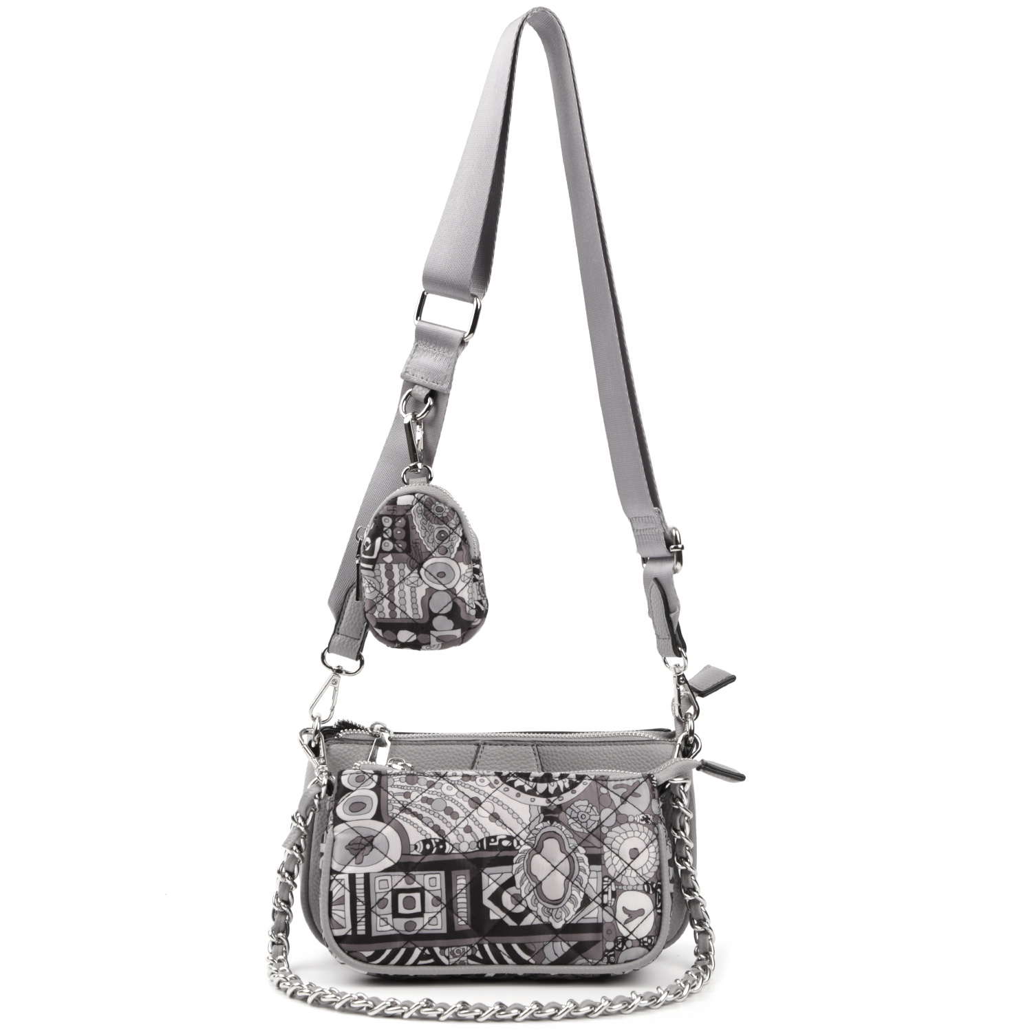 Комплект (сумка+ кошелек) женский FABRETTI FR48263, серый