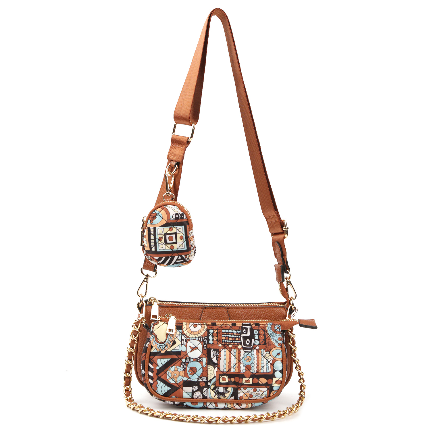 Комплект (сумка+ кошелек) женский FABRETTI FR48263, коричневый