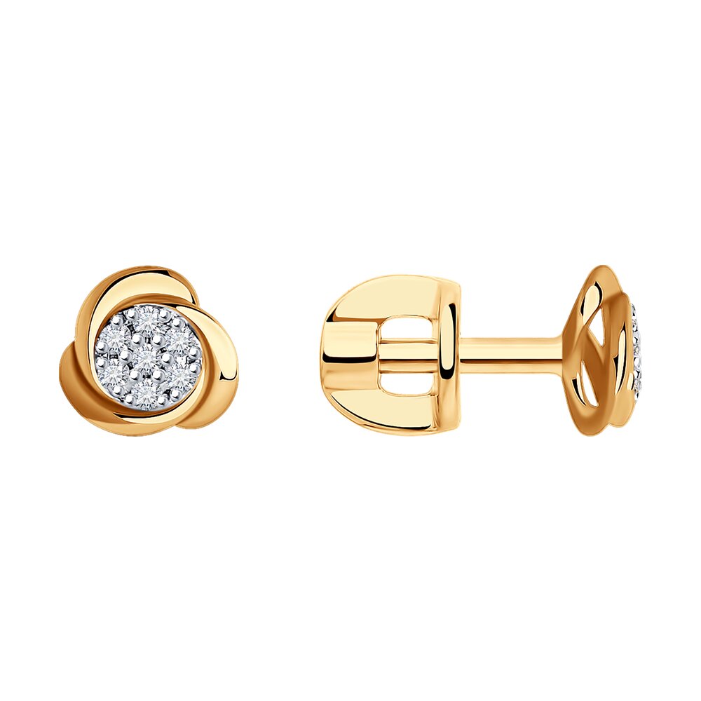 

Серьги пусеты из красного золота SOKOLOV Diamonds 1021902, бриллиант, 1021902