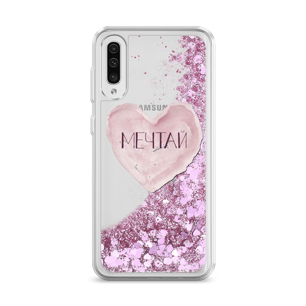 

Жидкий чехол с блестками "Мечтай сердце" на Samsung Galaxy A50