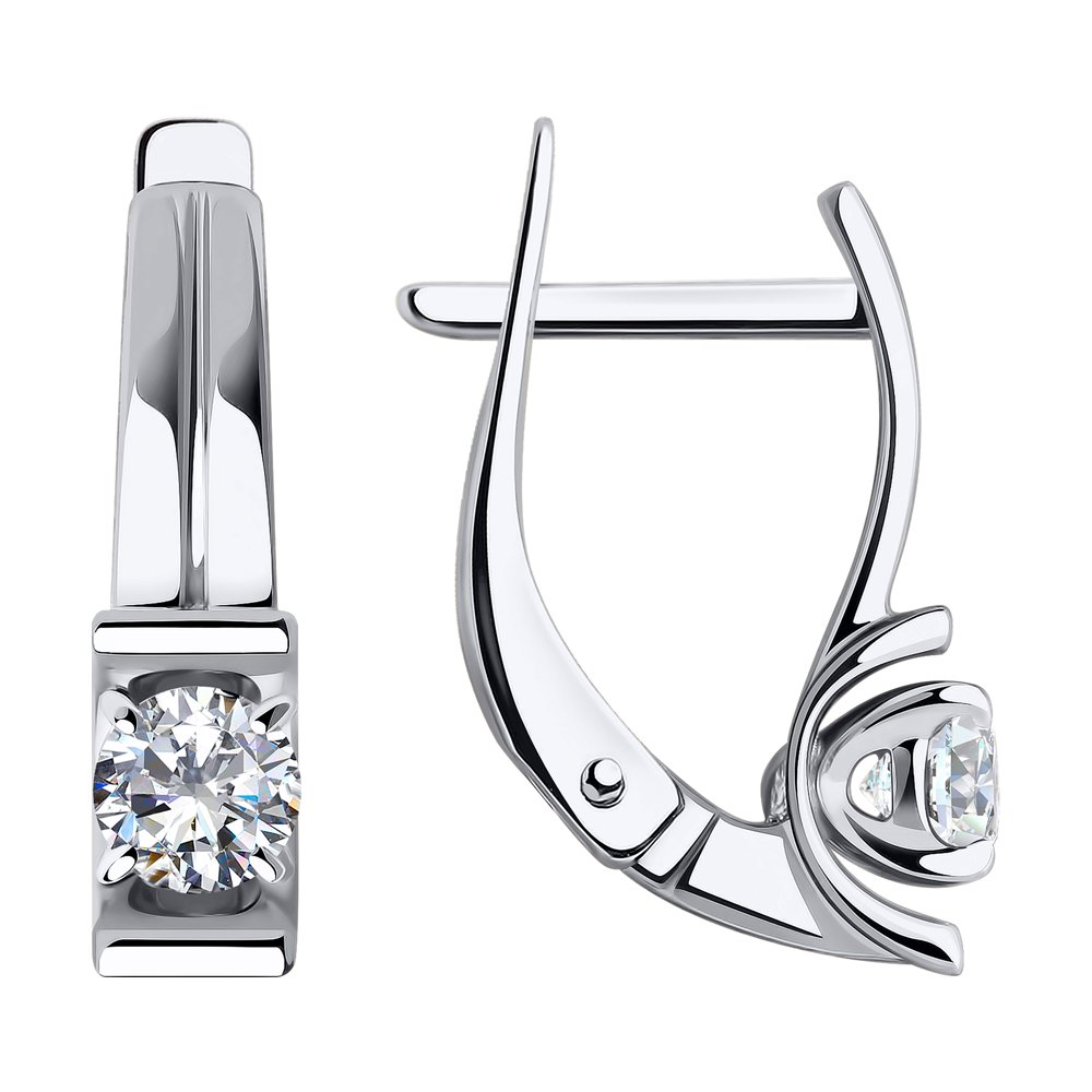 

Серьги из белого золота с фианитом SOKOLOV 028878-3, 028878-3
