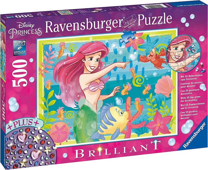

Пазл Ravensburger 500 Brilliant Принцессы Disney Ариэль и подводный рай, арт 13327
