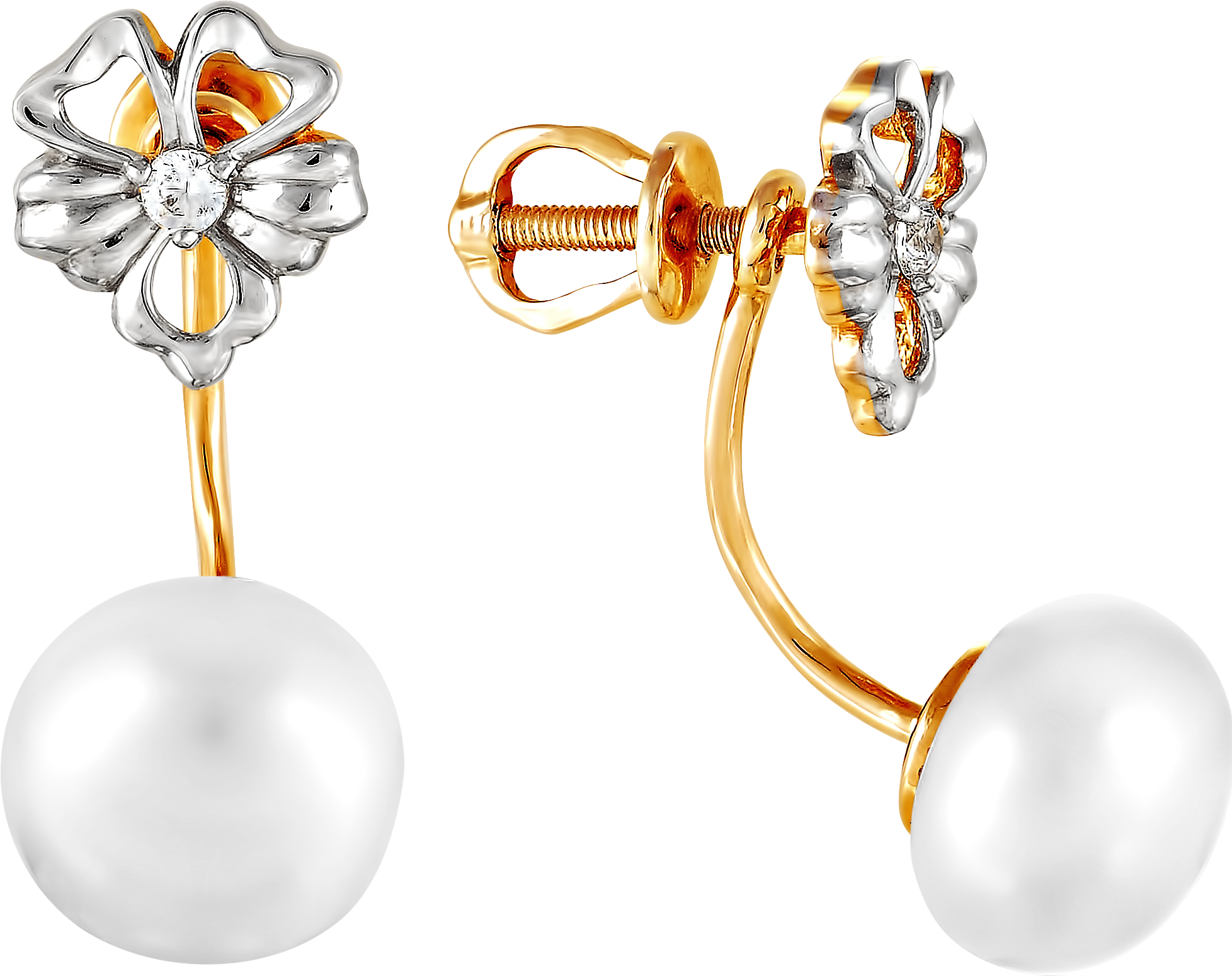 

Серьги женские из золота Примаэксклюзив 290-1-579Р, жемчуг/фианит, 290-1-579Р