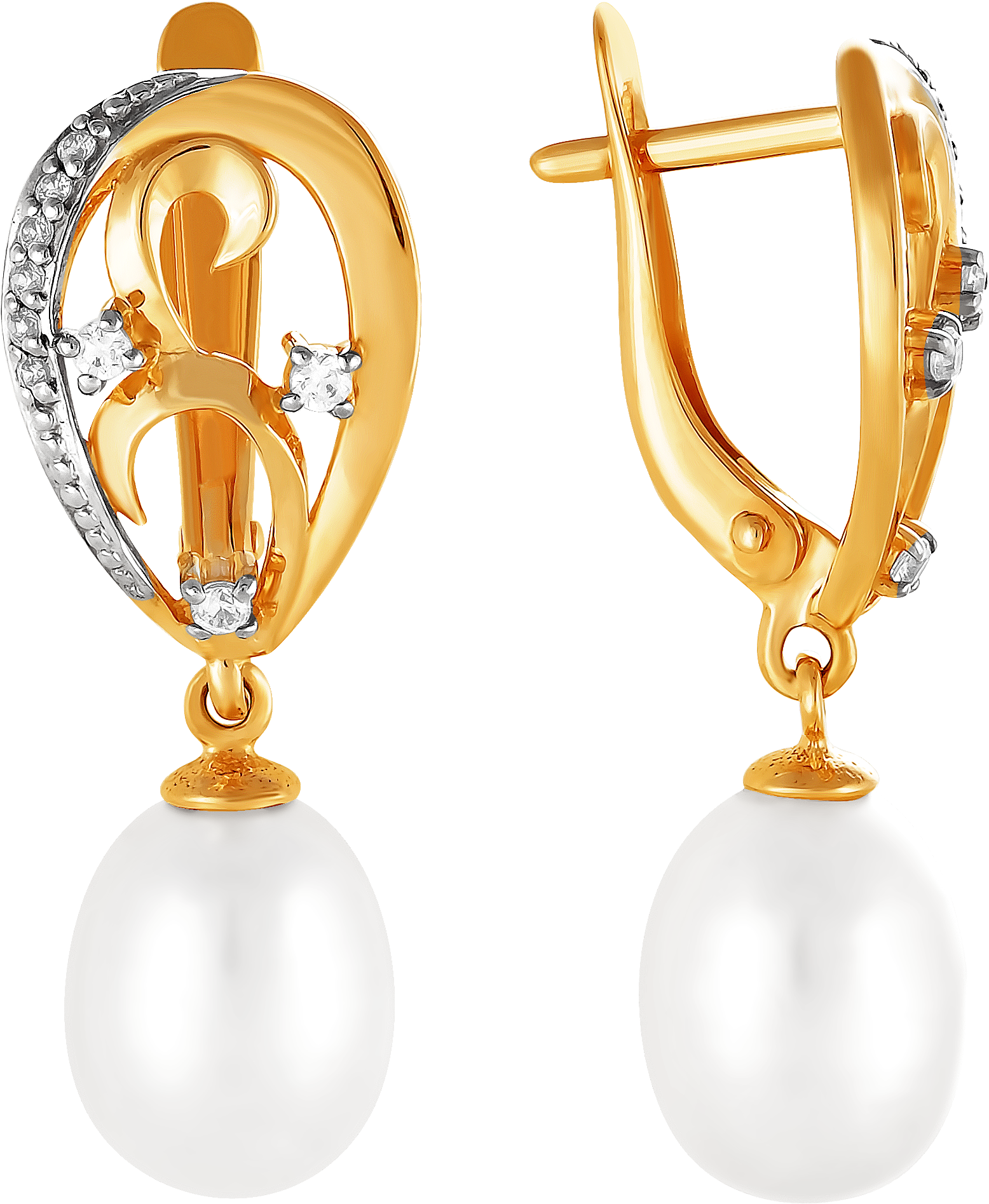 

Серьги женские из золота Примаэксклюзив 290-1-766Р, жемчуг/фианит, 290-1-766Р