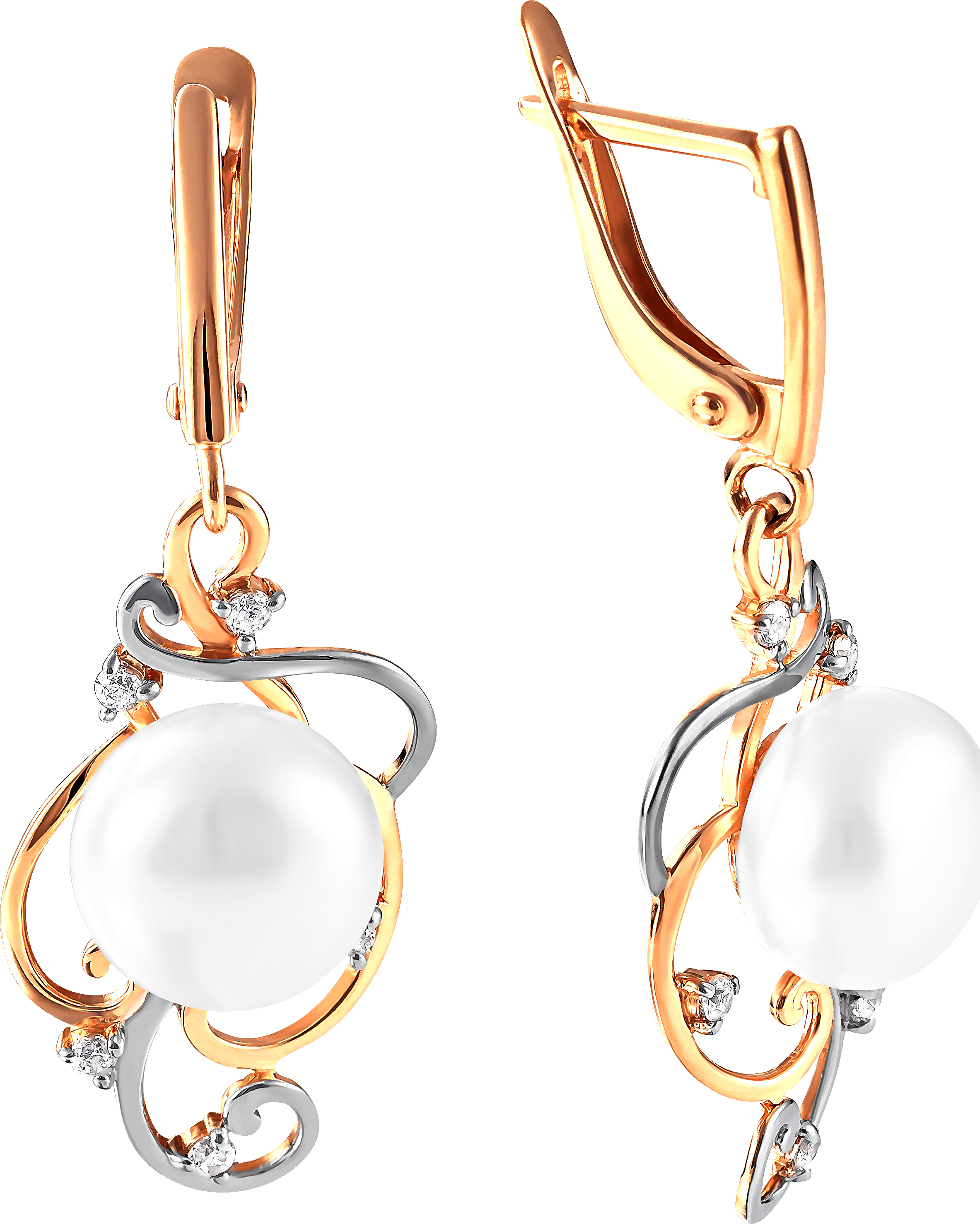 

Серьги женские из золота Примаэксклюзив 290-1-940Р, жемчуг/фианит, 290-1-940Р