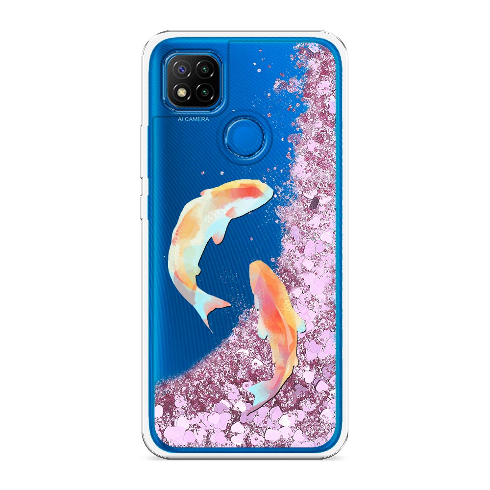 

Жидкий чехол с блестками "Акварельные карпы" на Xiaomi Redmi 9C