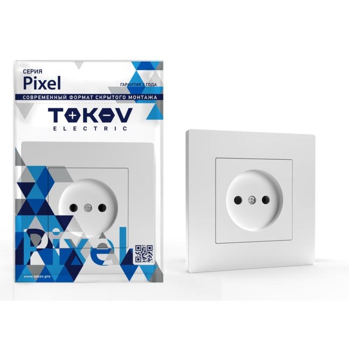 Розетка TOKOV ELECTRIC Pixel 1-м 16А IP20 без зк в сборе белый 412₽