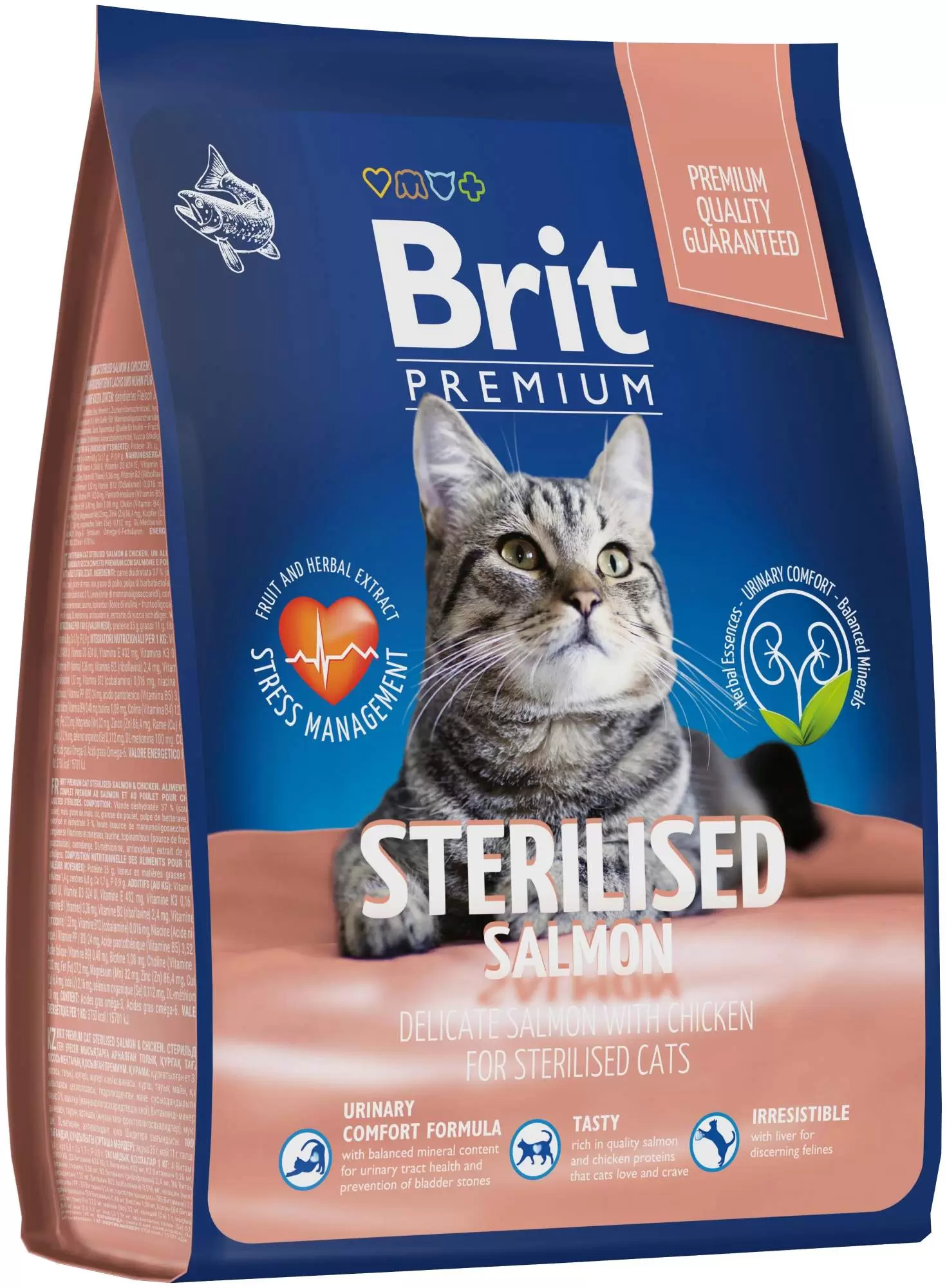 фото Сухой корм для кошек brit premium cat sterilized с лососем и курицей 2шт по 8кг