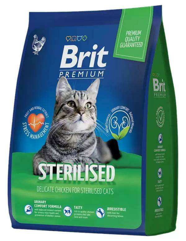 фото Сухой корм для кошек brit premium cat sterilized chicken, с курицей 5шт по 2кг