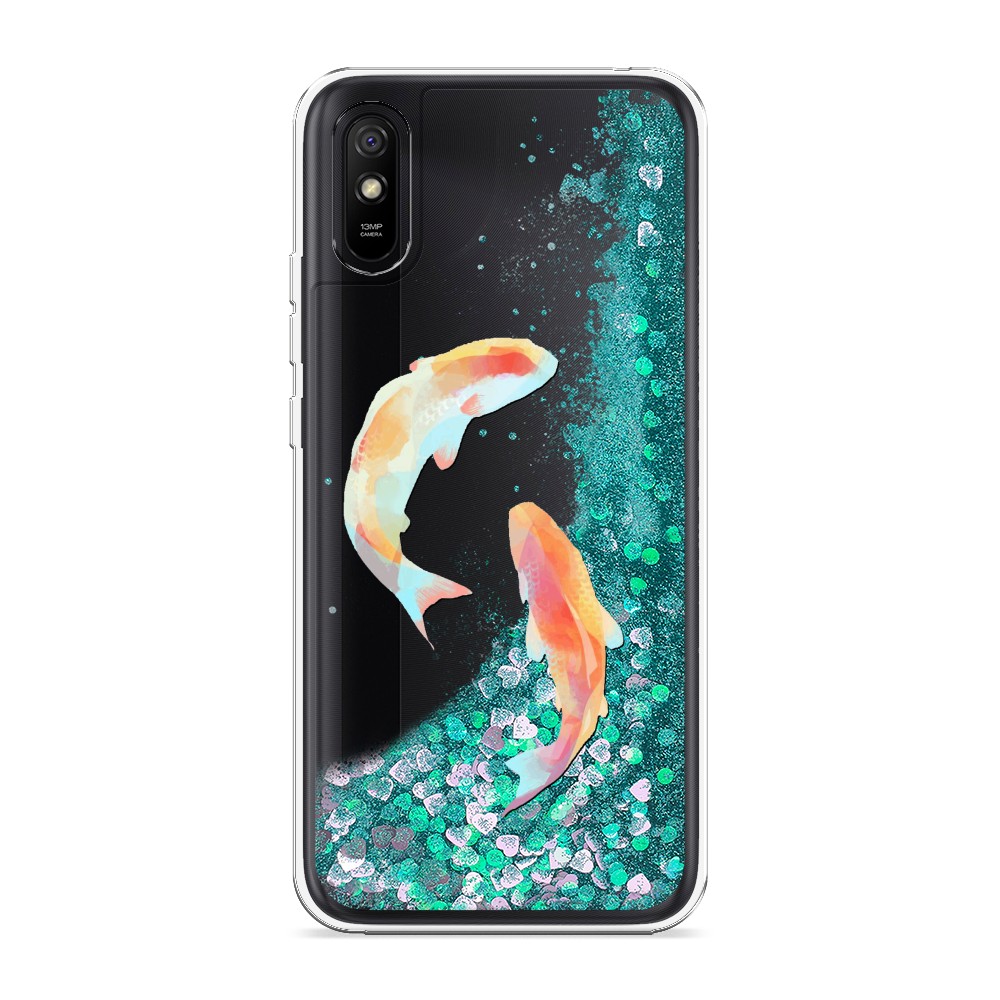 

Жидкий чехол с блестками "Акварельные карпы" на Xiaomi Redmi 9A