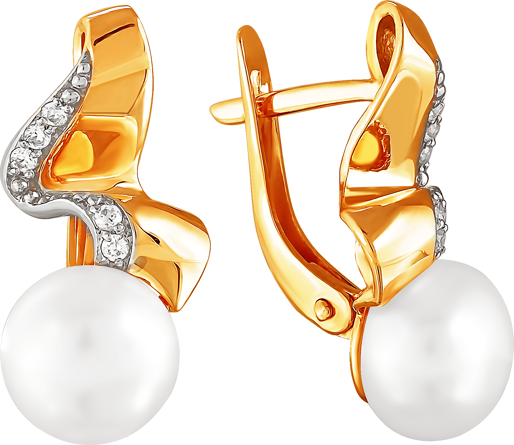 

Серьги женские из золота Примаэксклюзив 290-1-511Р, жемчуг/фианит, 290-1-511Р