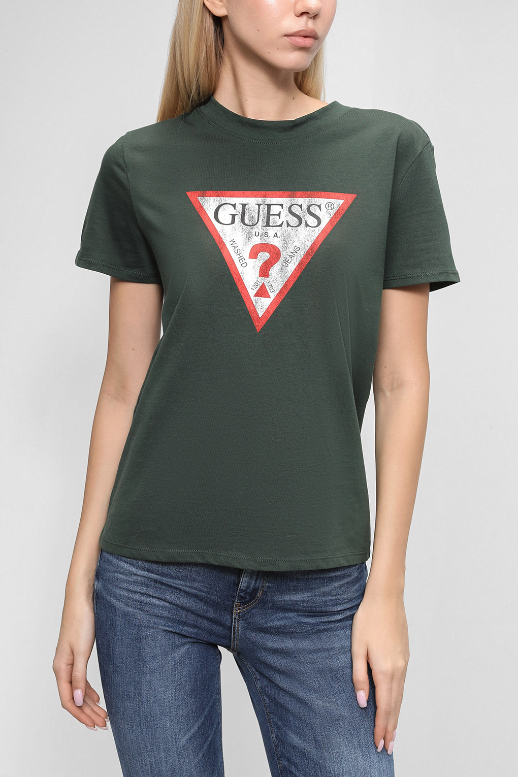 

Футболка женская Guess Jeans W2BI69 K8FQ1 серая XS, W2BI69 K8FQ1