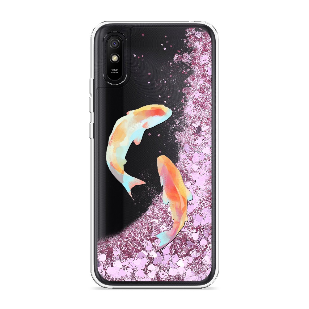 

Жидкий чехол с блестками "Акварельные карпы" на Xiaomi Redmi 9A, 38994-1