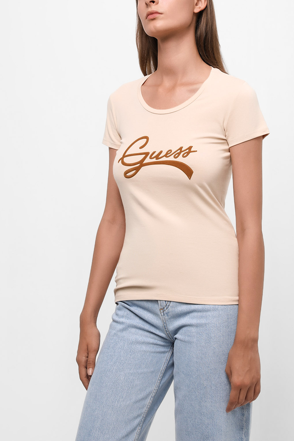 

Футболка женская Guess Jeans W2BI66 J1311 бежевая XL, W2BI66 J1311