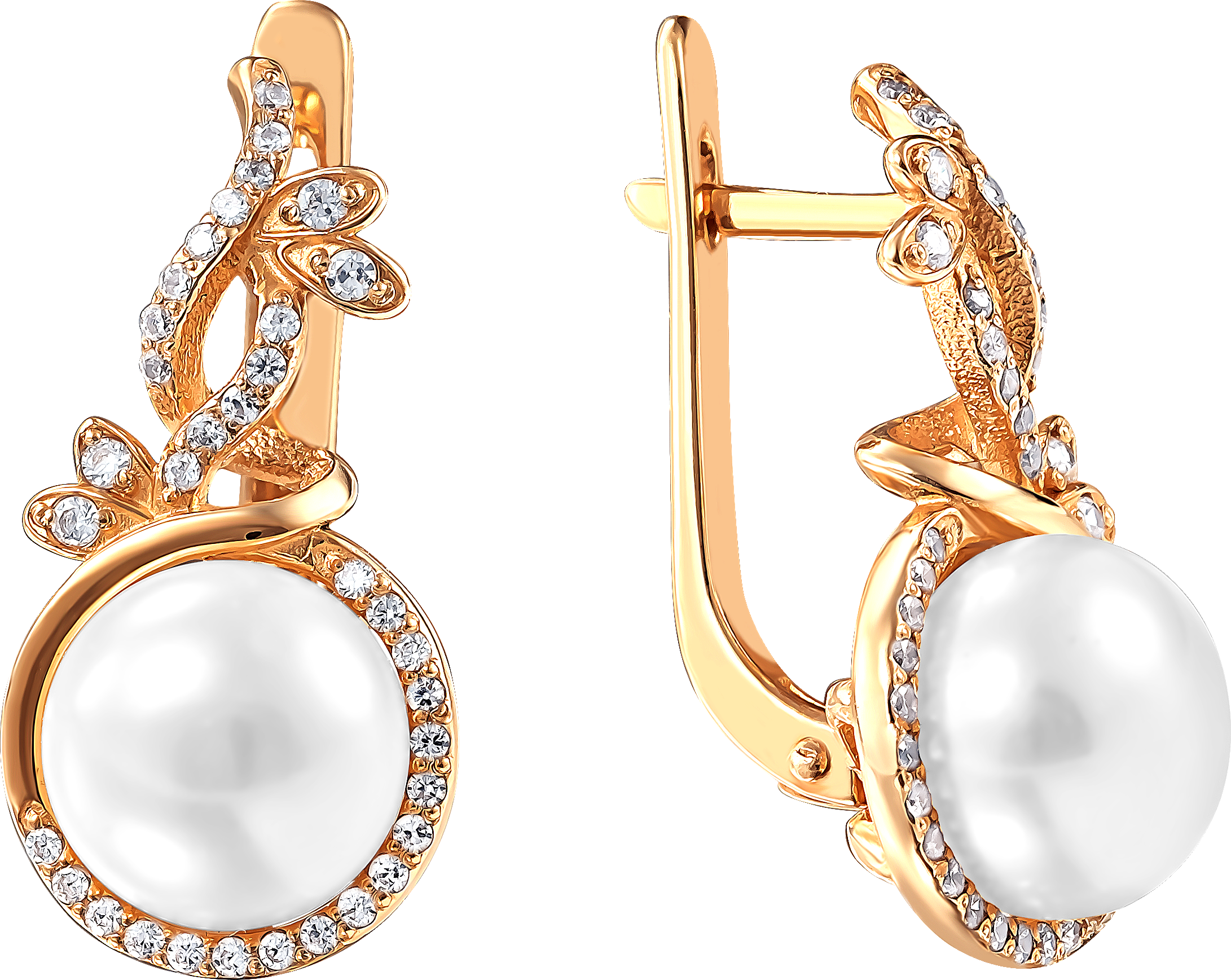 

Серьги женские из золота Примаэксклюзив СЛ8063, жемчуг/фианит, СЛ8063