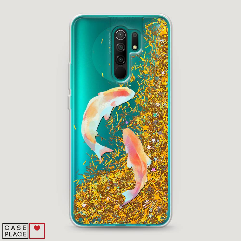 

Жидкий чехол с блестками "Акварельные карпы" на Xiaomi Redmi 9, 38390-1