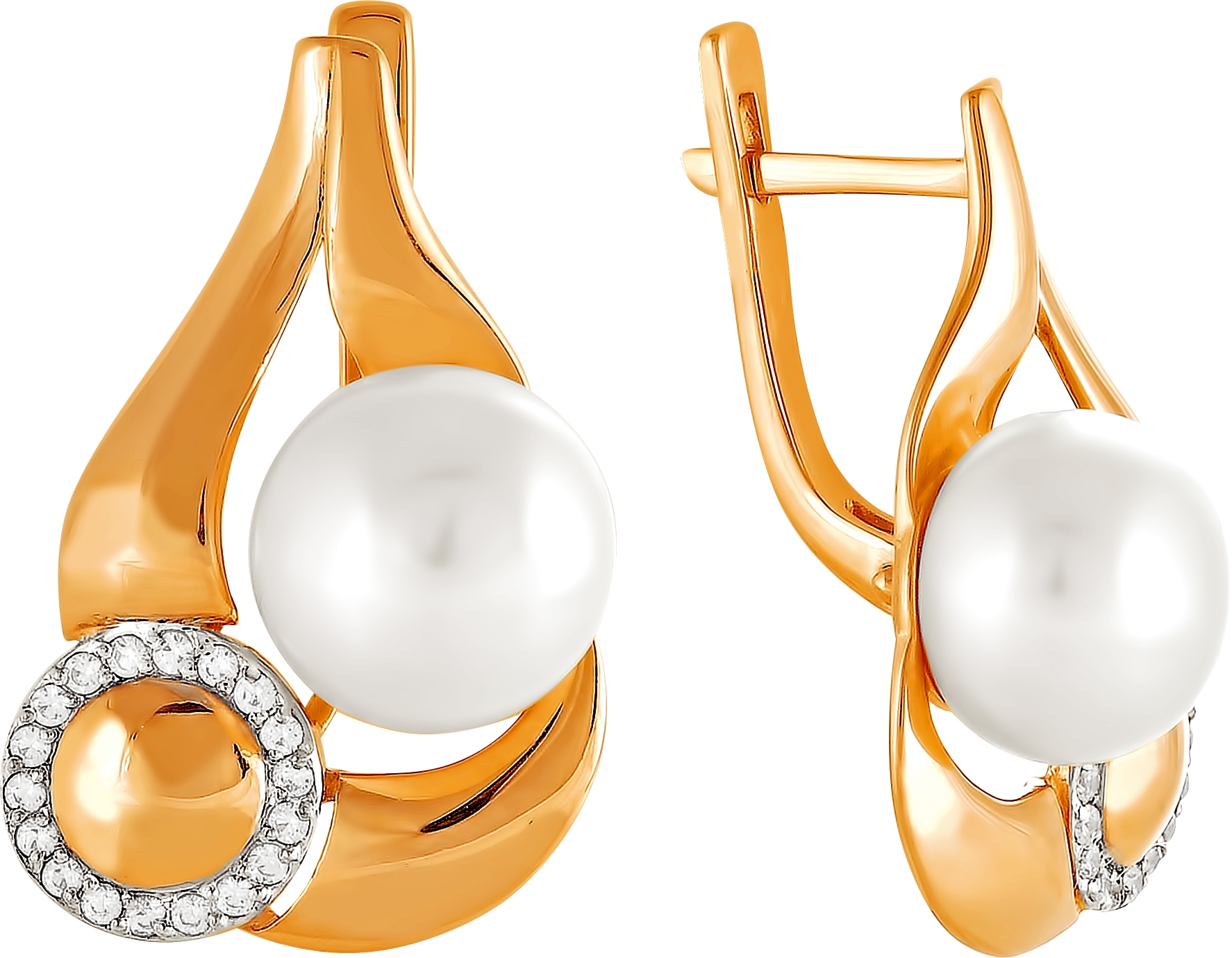 

Серьги женские из золота Примаэксклюзив 024-0635, жемчуг/фианит, 024-0635
