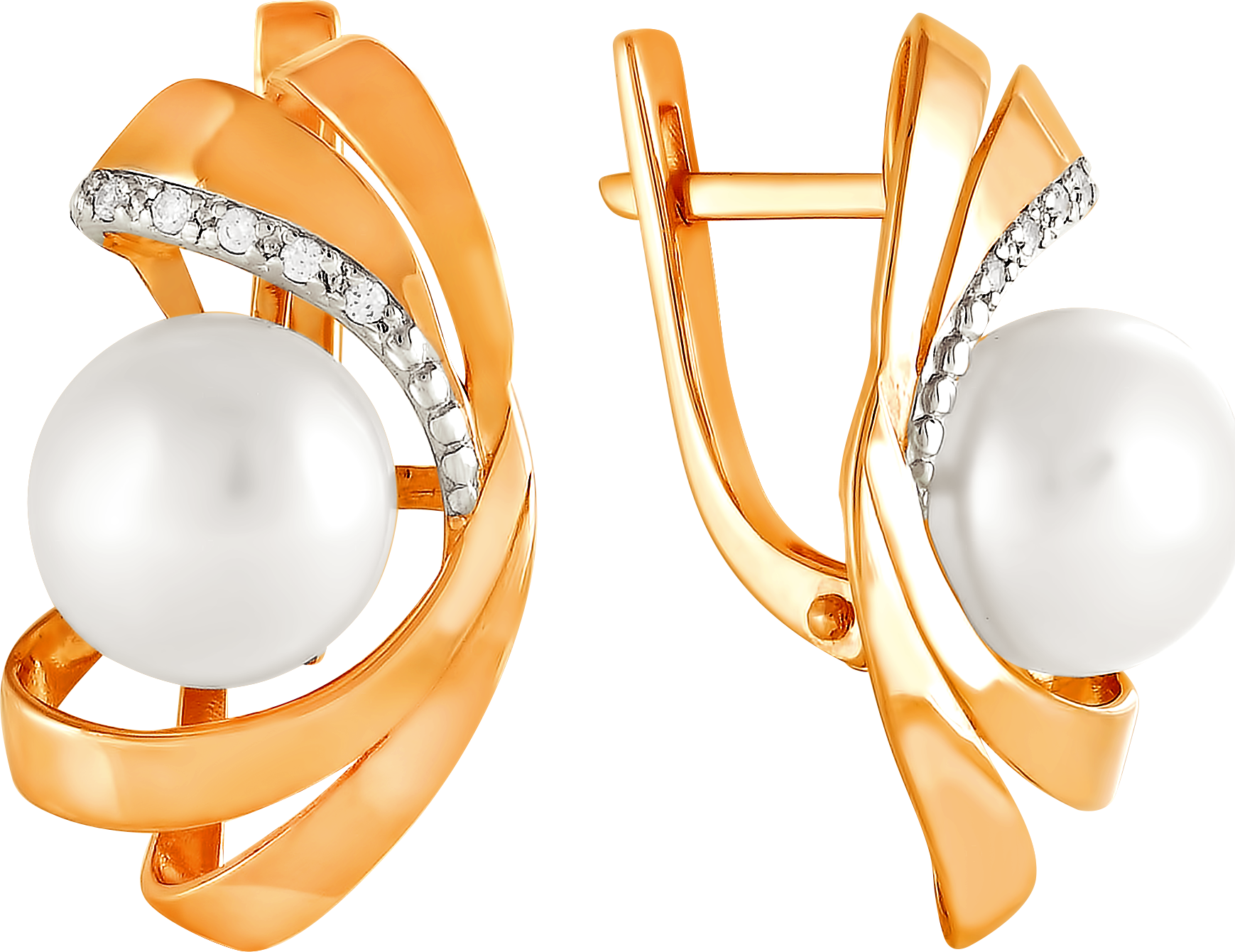 

Серьги женские из золота Примаэксклюзив 024-0633, жемчуг/фианит, 024-0633