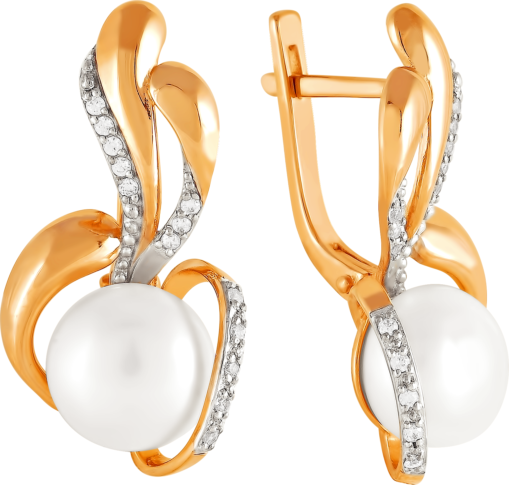 

Серьги женские из золота Примаэксклюзив 024-0628, жемчуг/фианит, 024-0628