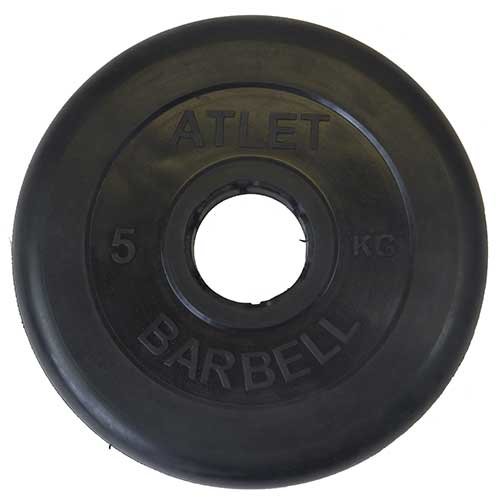 фото Диск обрезиненный черный mb atlet d-51 5кг mb barbell