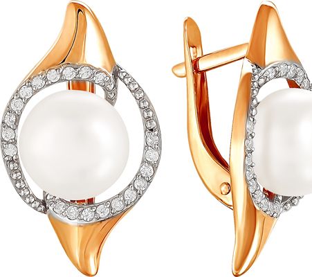 

Серьги женские из золота Примаэксклюзив 290-1-483Р, жемчуг/фианит, 290-1-483Р
