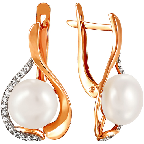 

Серьги женские из золота Примаэксклюзив 290-1-444Р, жемчуг/фианит, 290-1-444Р