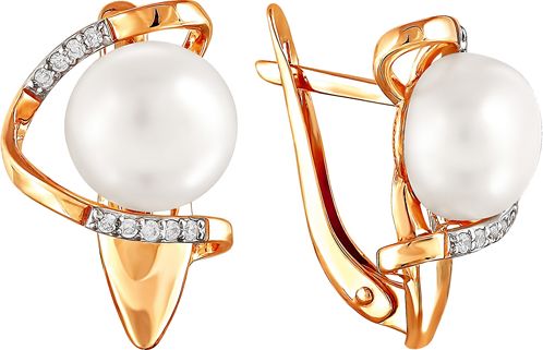 

Серьги женские из золота Примаэксклюзив 290-1-491Р, жемчуг/фианит, 290-1-491Р