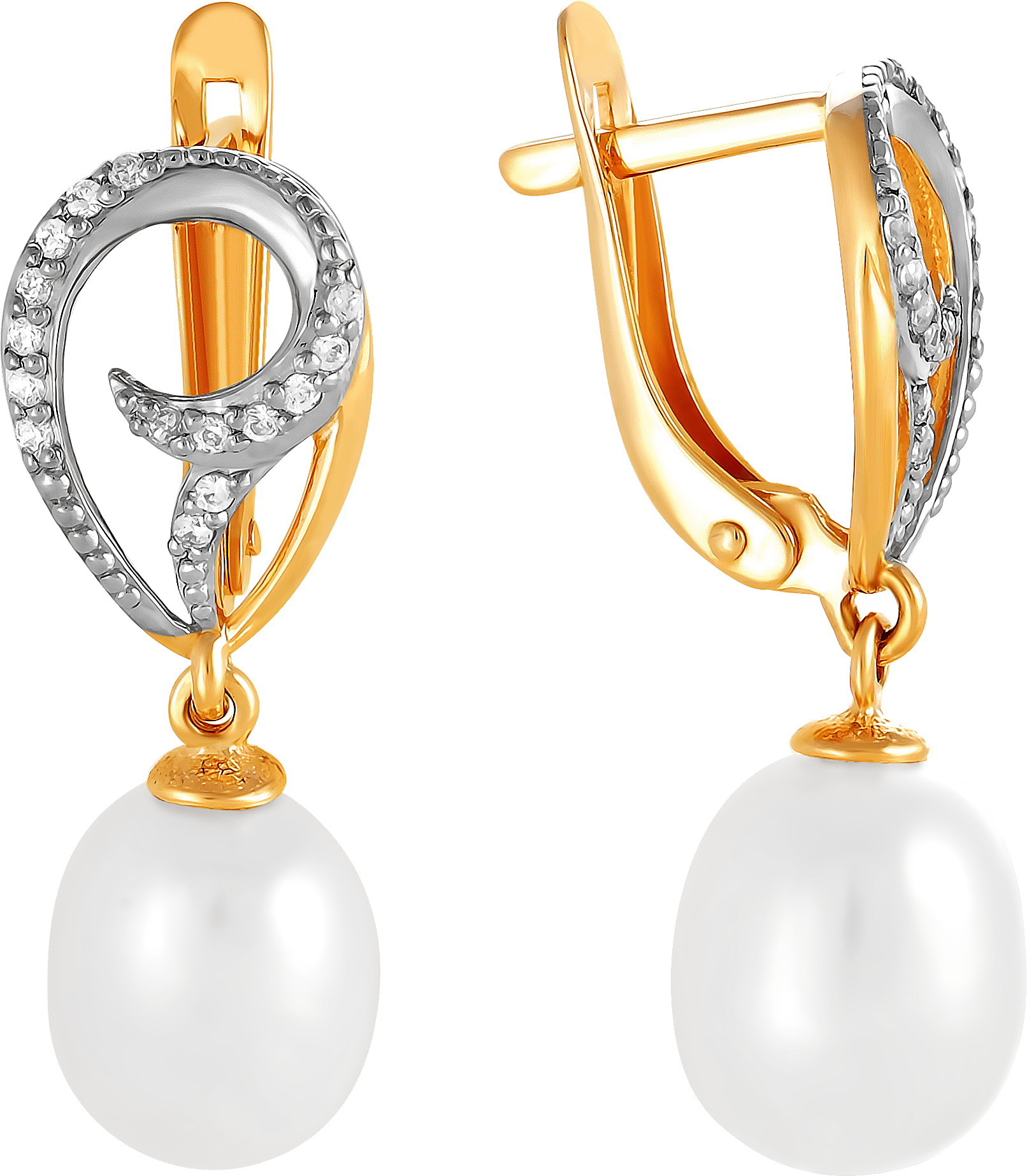 

Серьги женские из золота Примаэксклюзив 290-1-770Р, жемчуг/фианит, 290-1-770Р