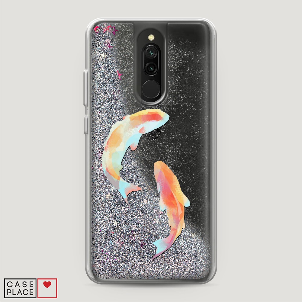 

Жидкий чехол с блестками "Акварельные карпы" на Xiaomi Redmi 8, 37191-1