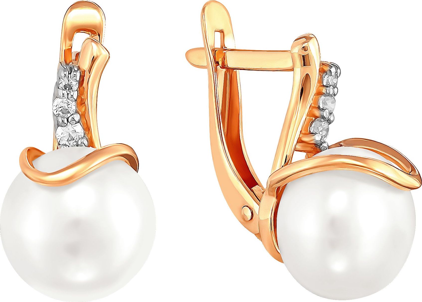 

Серьги женские из золота Примаэксклюзив 290-1-785Р, жемчуг/фианит, 290-1-785Р