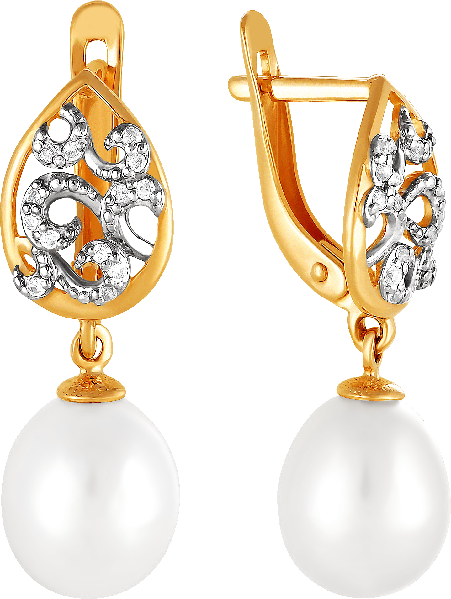 

Серьги женские из золота Примаэксклюзив 290-1-771Р, жемчуг/фианит, 290-1-771Р