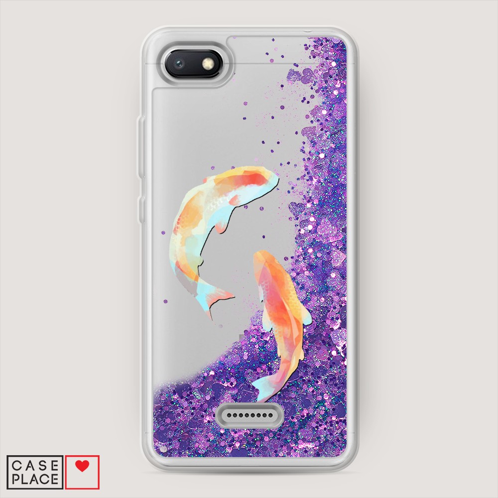 

Жидкий чехол с блестками "Акварельные карпы" на Xiaomi Redmi 6A, 34192-1