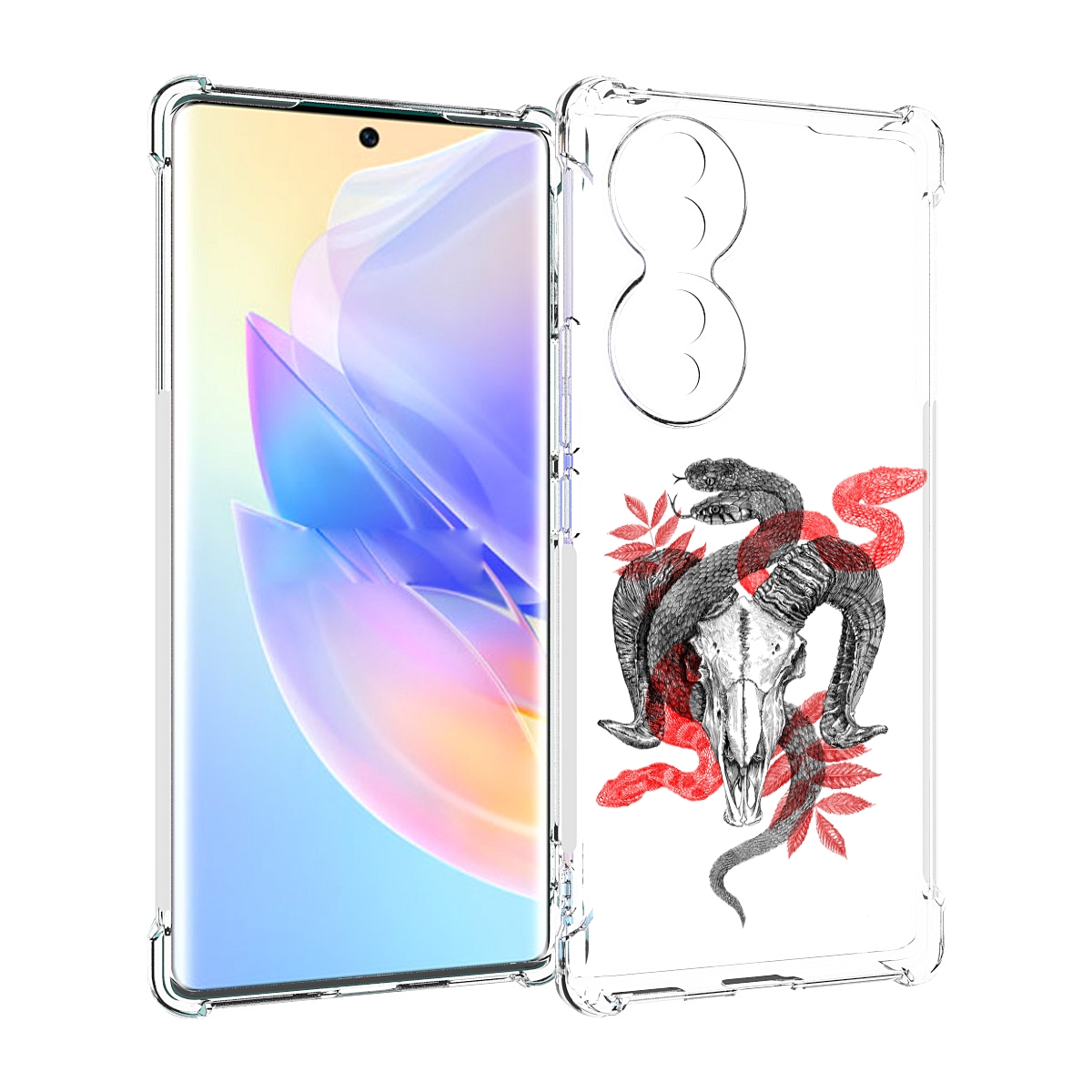 

Чехол MyPads змея в черепе рисунок для Honor 70, Прозрачный, Tocco
