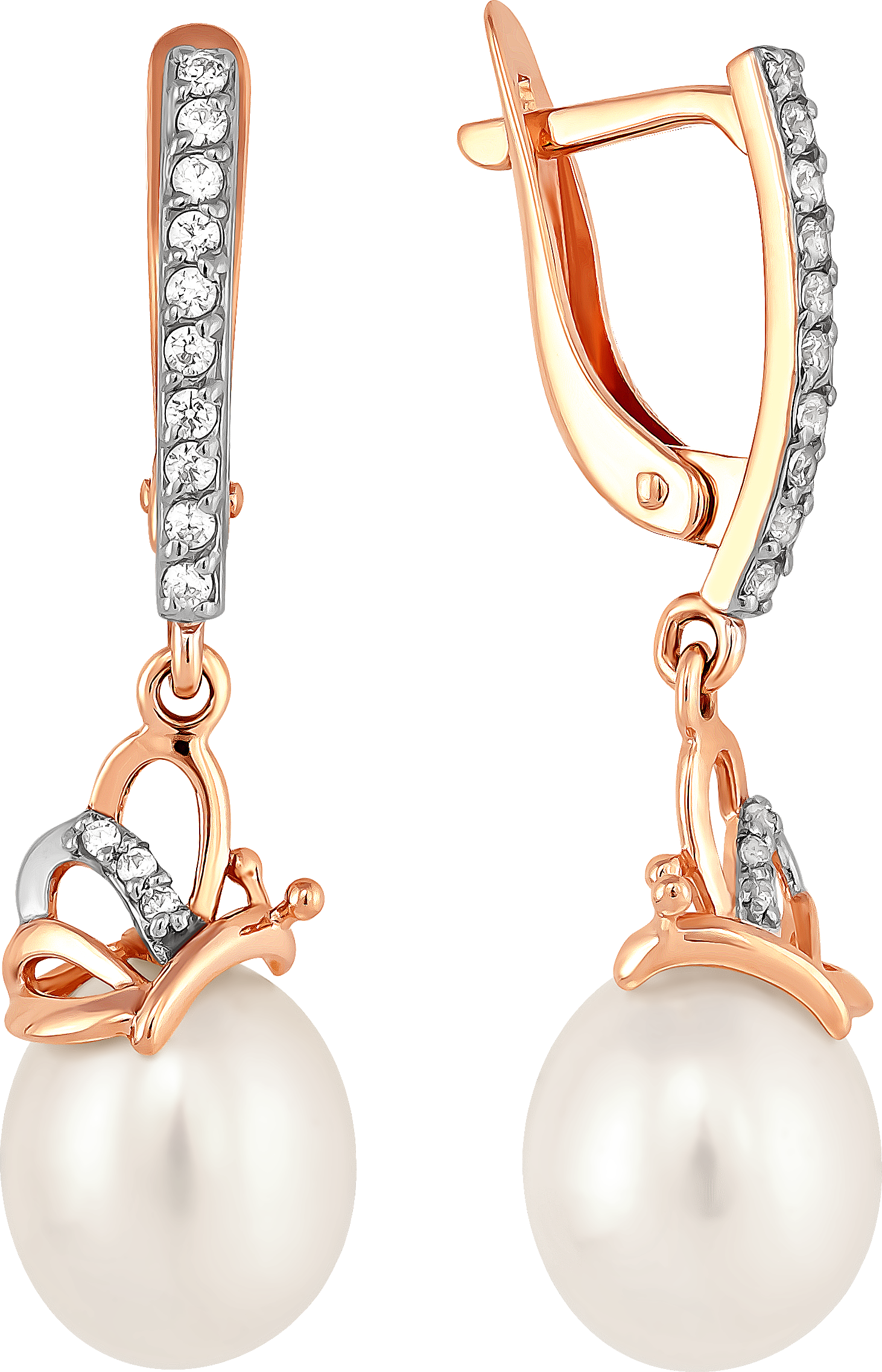 

Серьги женские из золота Примаэксклюзив 290-1-868Р, жемчуг/фианит, 290-1-868Р