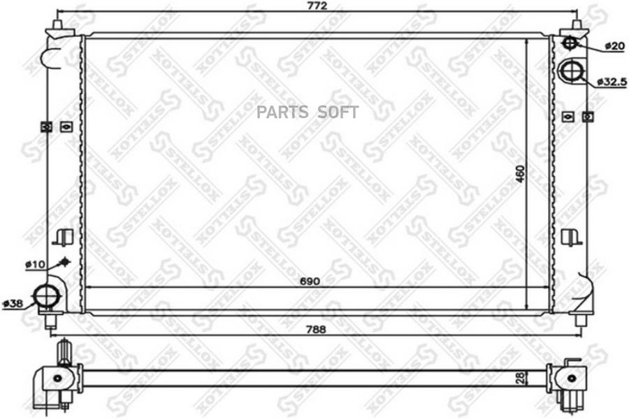 STELLOX 1026706SX 10-26706-SX_радиатор системы охлаждения! АКПП\ Mazda MPV 3.0i 24V 02-03