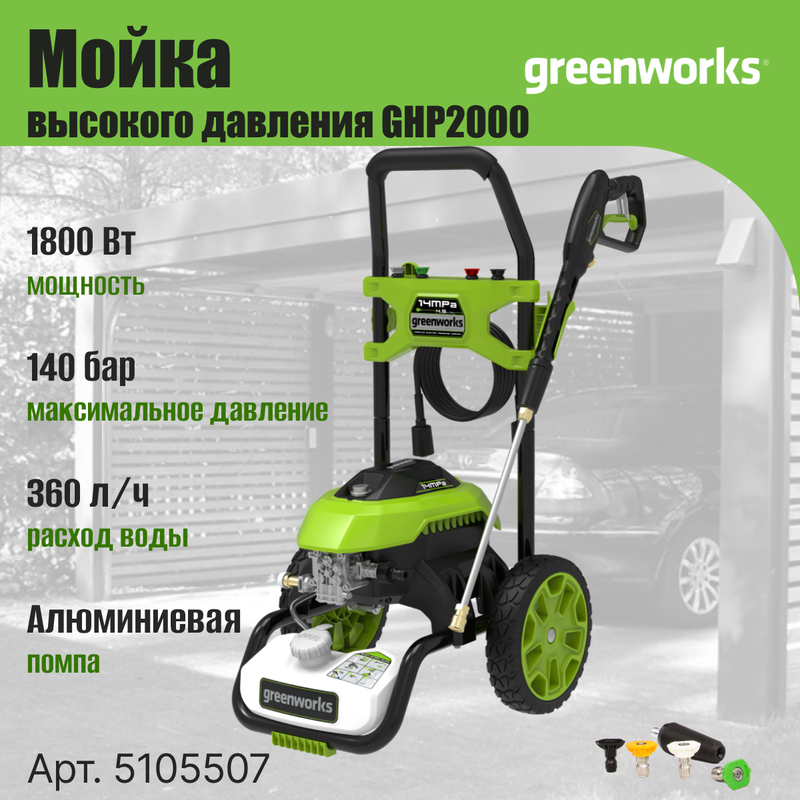 Минимойка GreenWorks GHP2000 5105507 19740₽