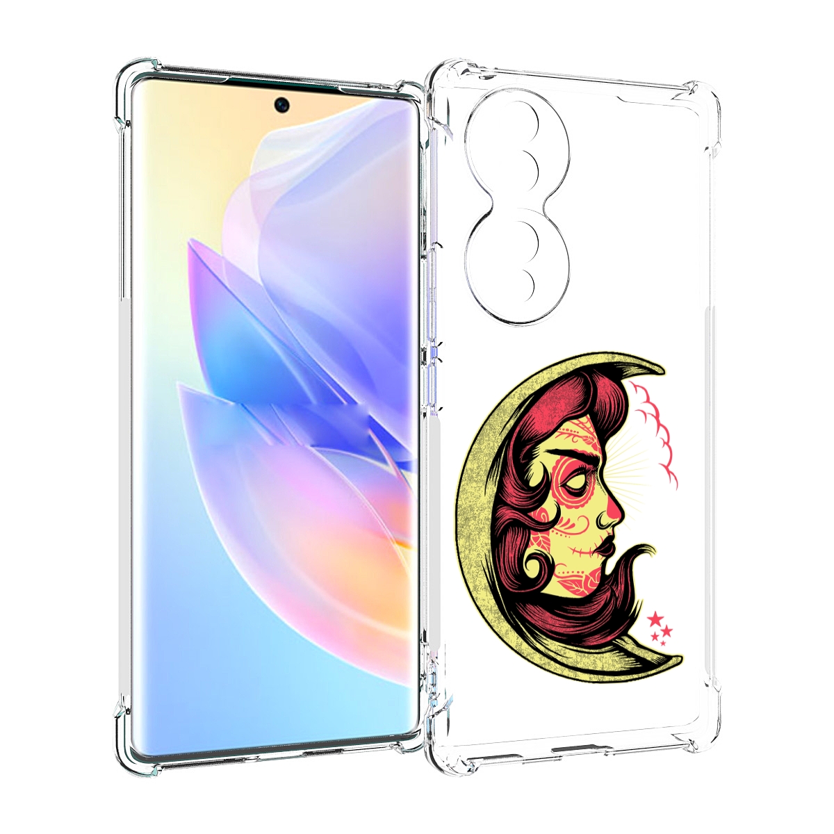

Чехол MyPads желтый полумесяц с лицом девушки для Honor 70, Прозрачный, Tocco