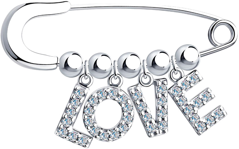 

Брошь из серебра с фианитом Yana Jewellery 117/08W-fianit-love, 117/08W-fianit-love