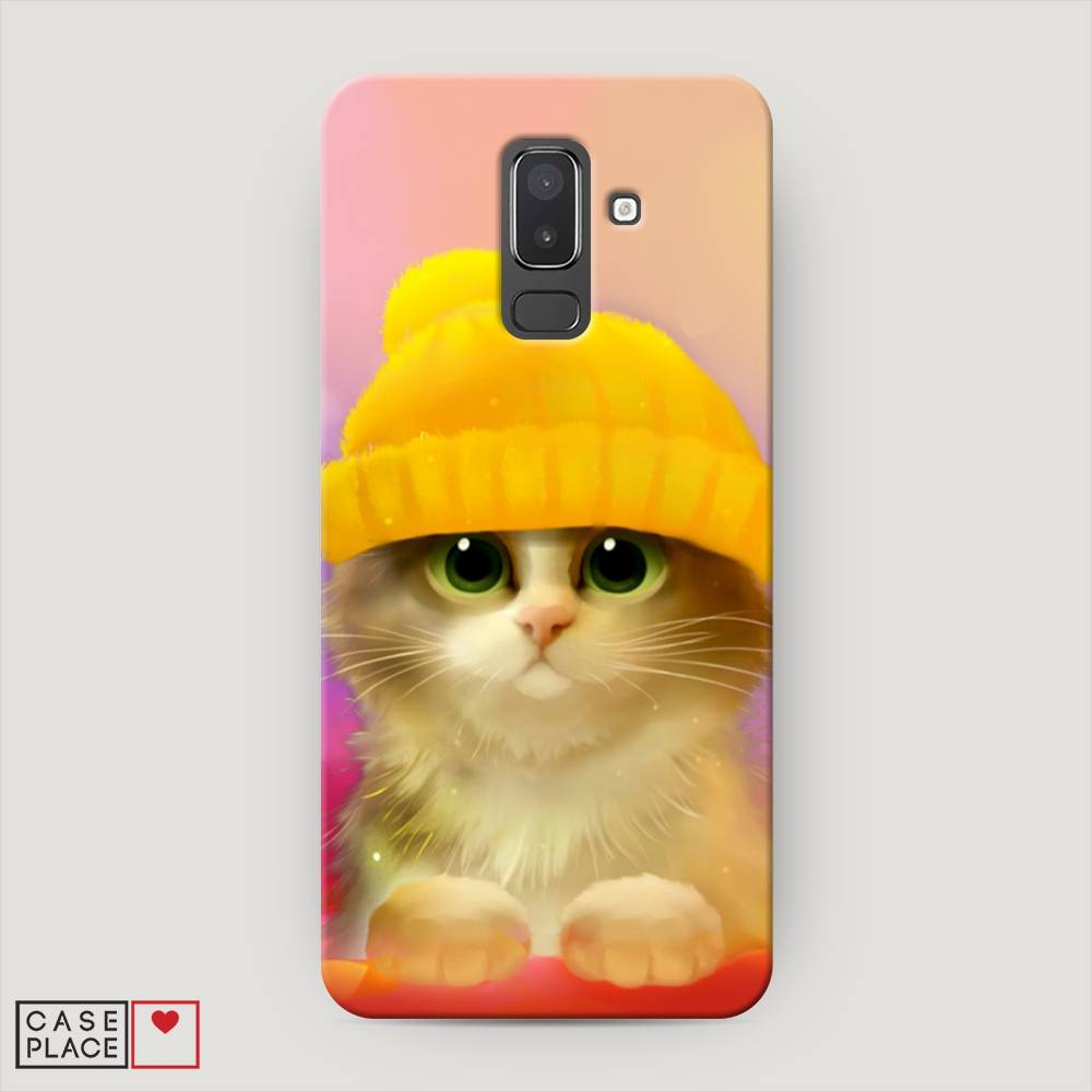 фото Чехол awog "котенок в желтой шапке" для samsung galaxy j8
