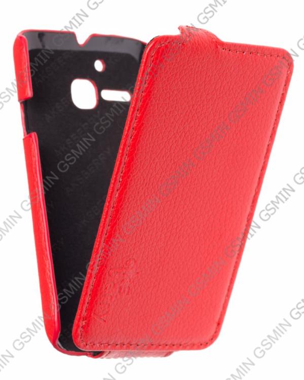 

Кожаный чехол для Alcatel One Touch M'Pop / 5020D Aksberry Protective Flip Case (Красный)