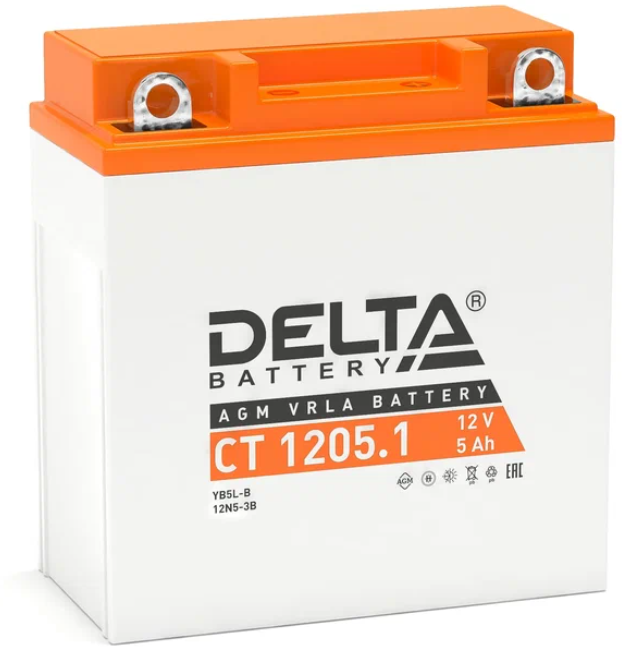 Аккумулятор DELTA MOTO CT 1205,1 120x60x128 обр/п с/эл 12N5L-BS