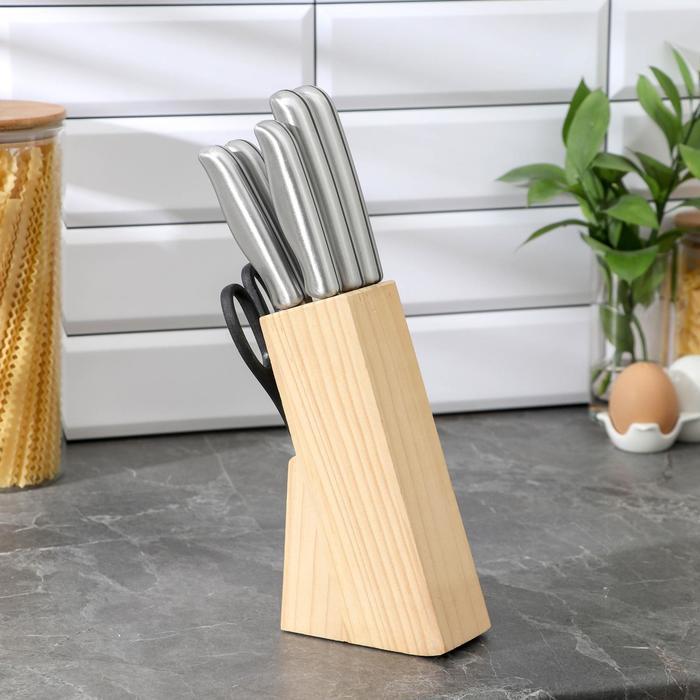 

КНР на подставке, "Блеск стали", 6 предметов: ножи, ножницы