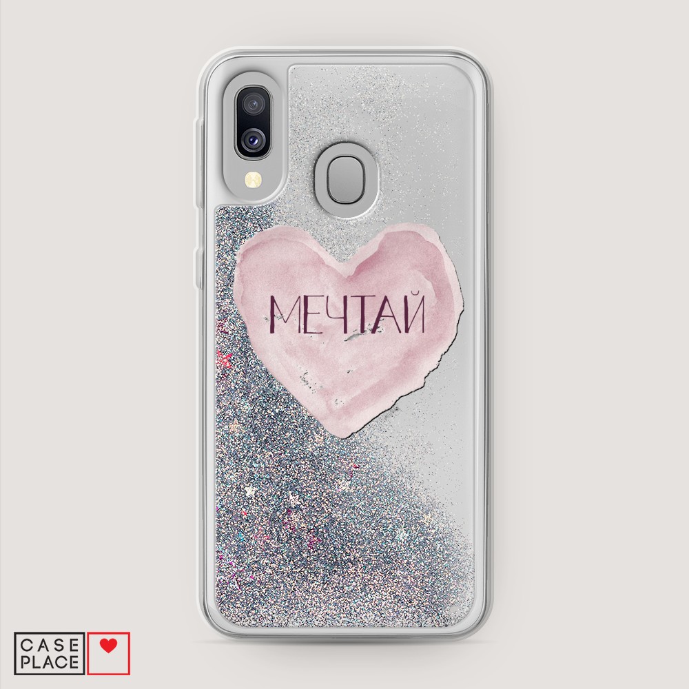 

Жидкий чехол с блестками "Мечтай сердце" на Samsung Galaxy A40
