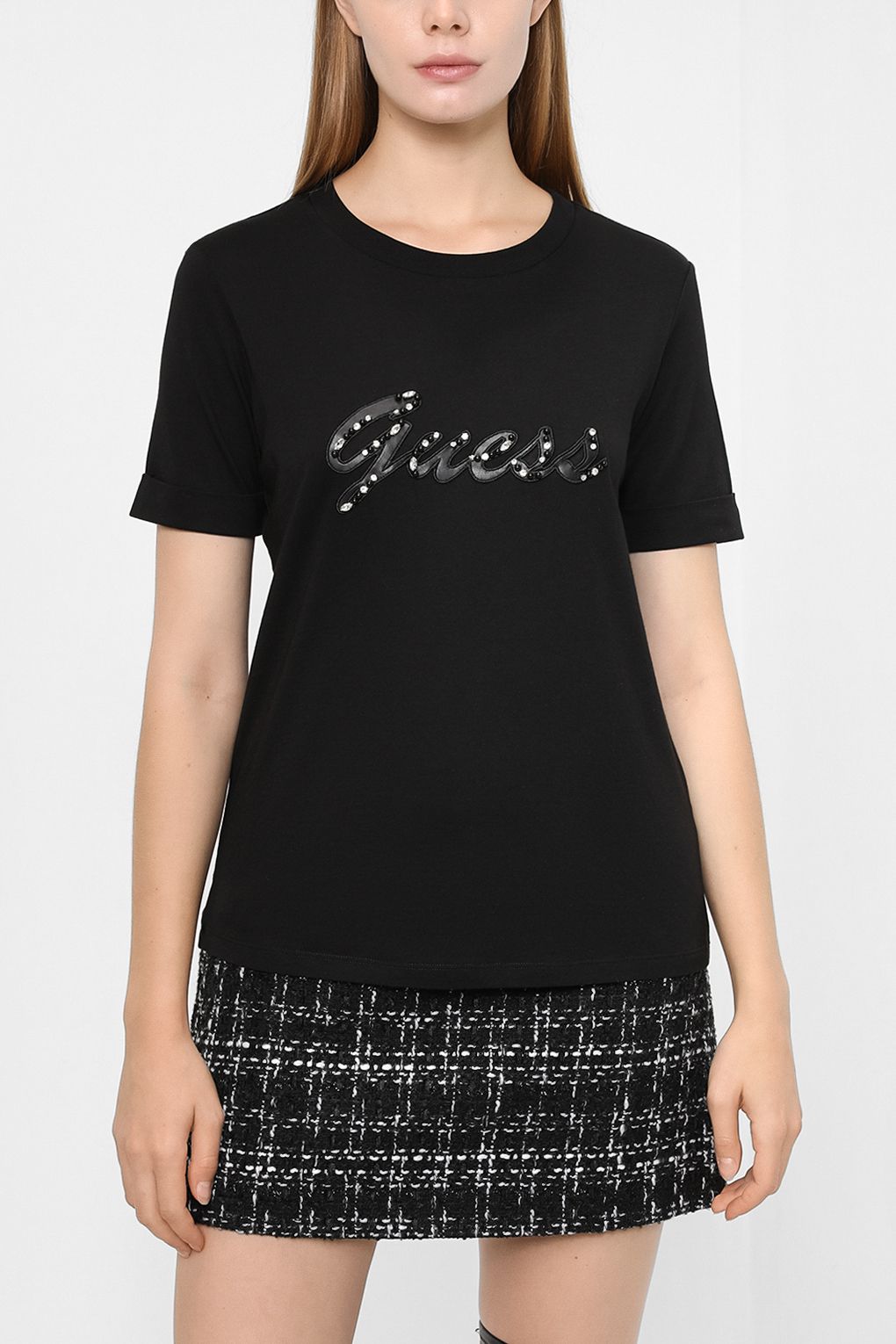 

Футболка женская Guess Jeans W2BI15 K46D1 черная XS, W2BI15 K46D1