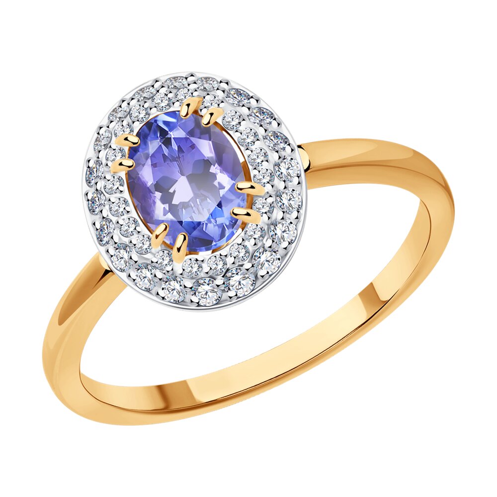 

Кольцо из красного золота с бриллиантом/танзанитом р. 17 SOKOLOV Diamonds 6014283, 6014283