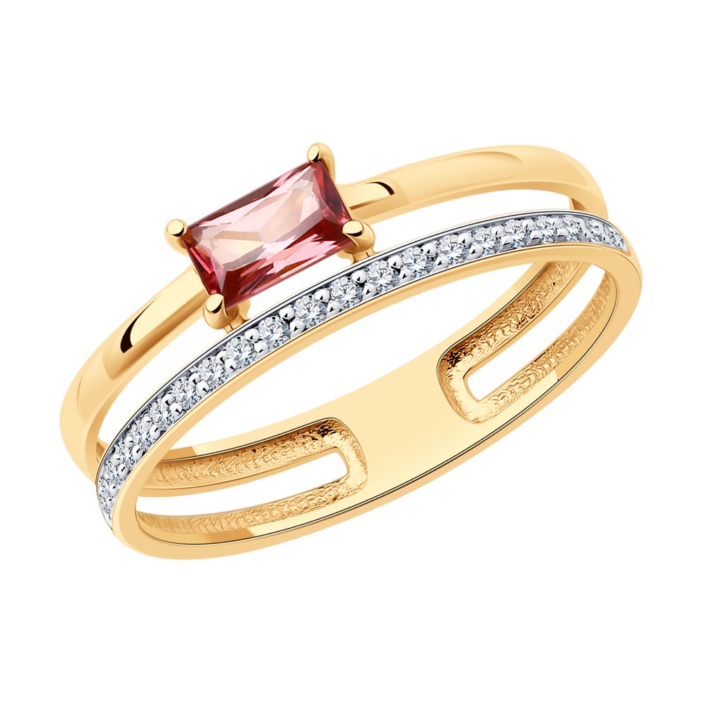 

Кольцо из красного золота с бриллиантом/турмалином р. 17,5 SOKOLOV Diamonds 6014212, 6014212
